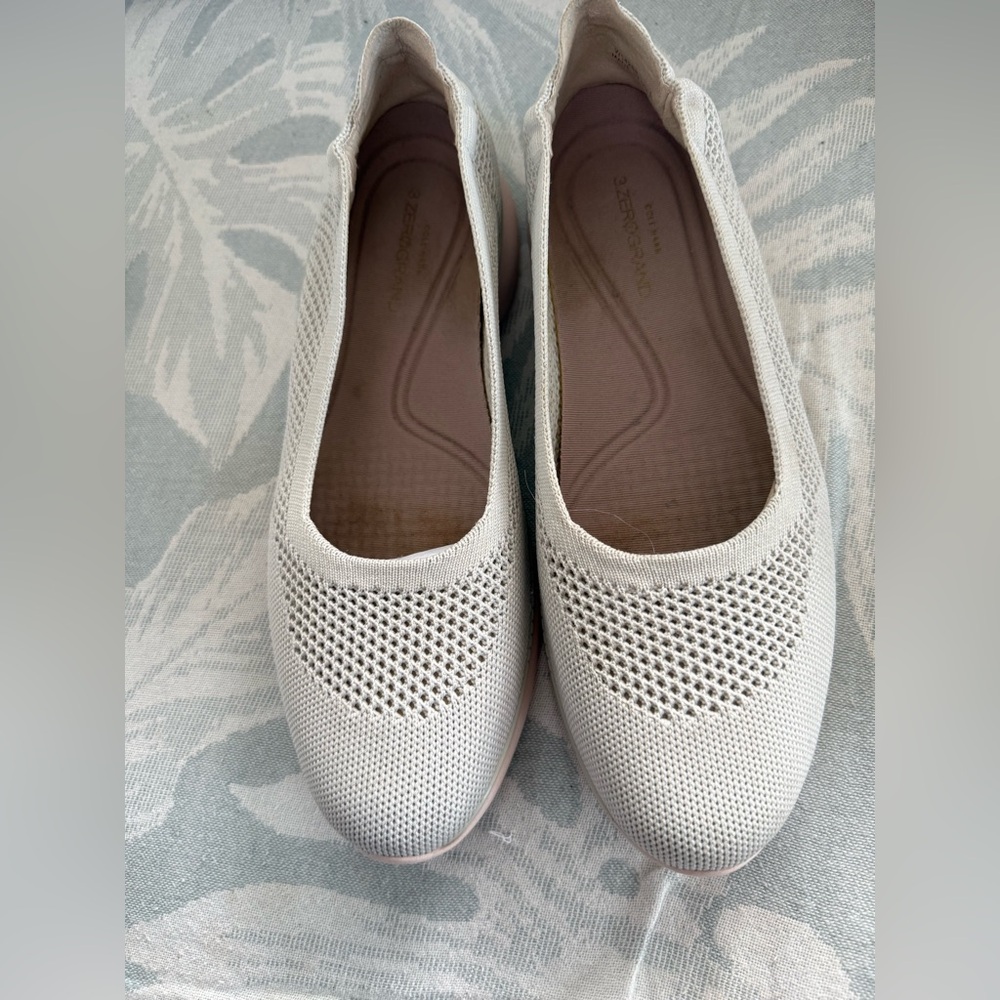 Terrific Cole Haan ventilated flats. Grey with pink bottoms. Size 9½ B.